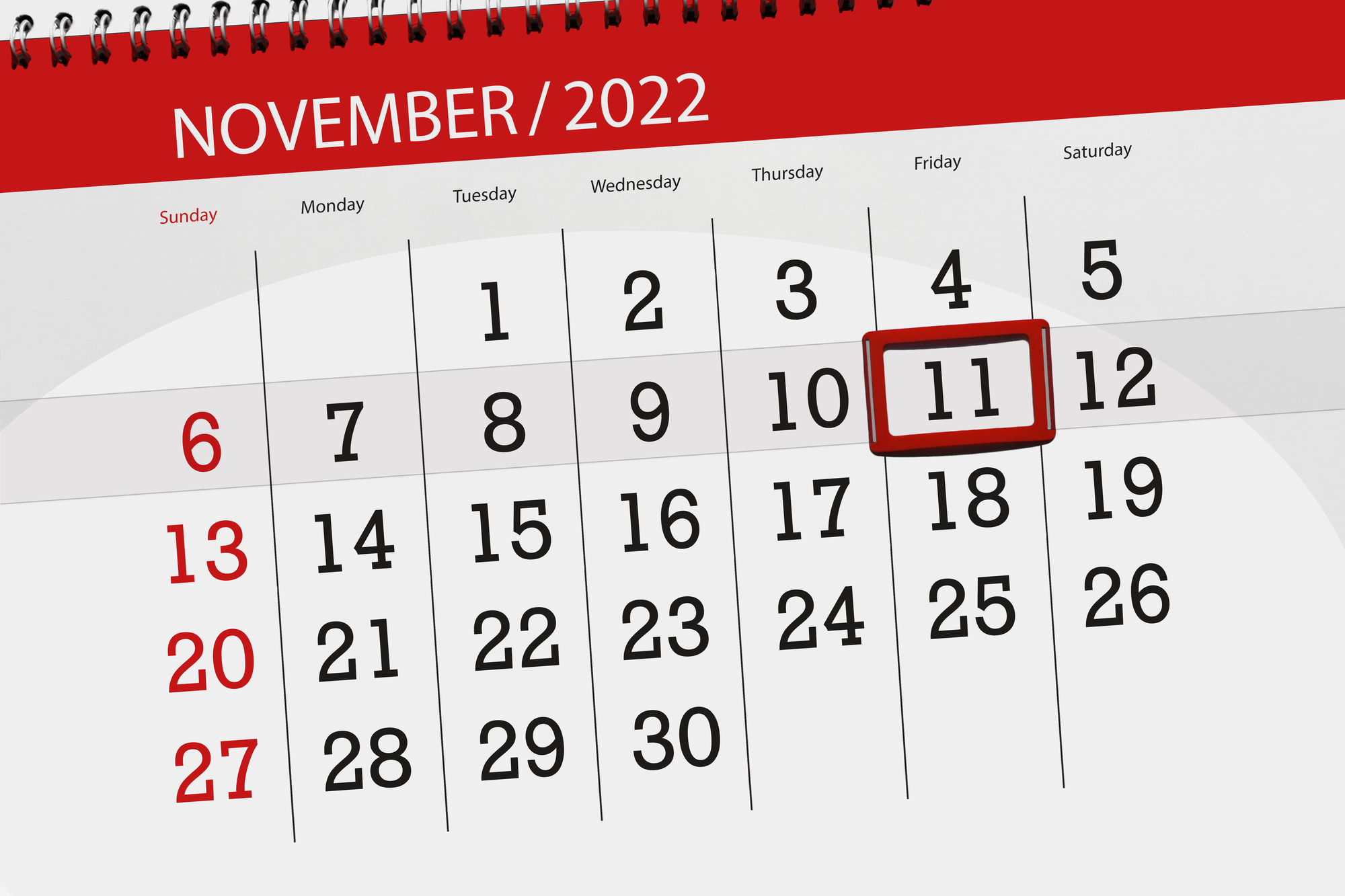 カレンダー　2022年11月