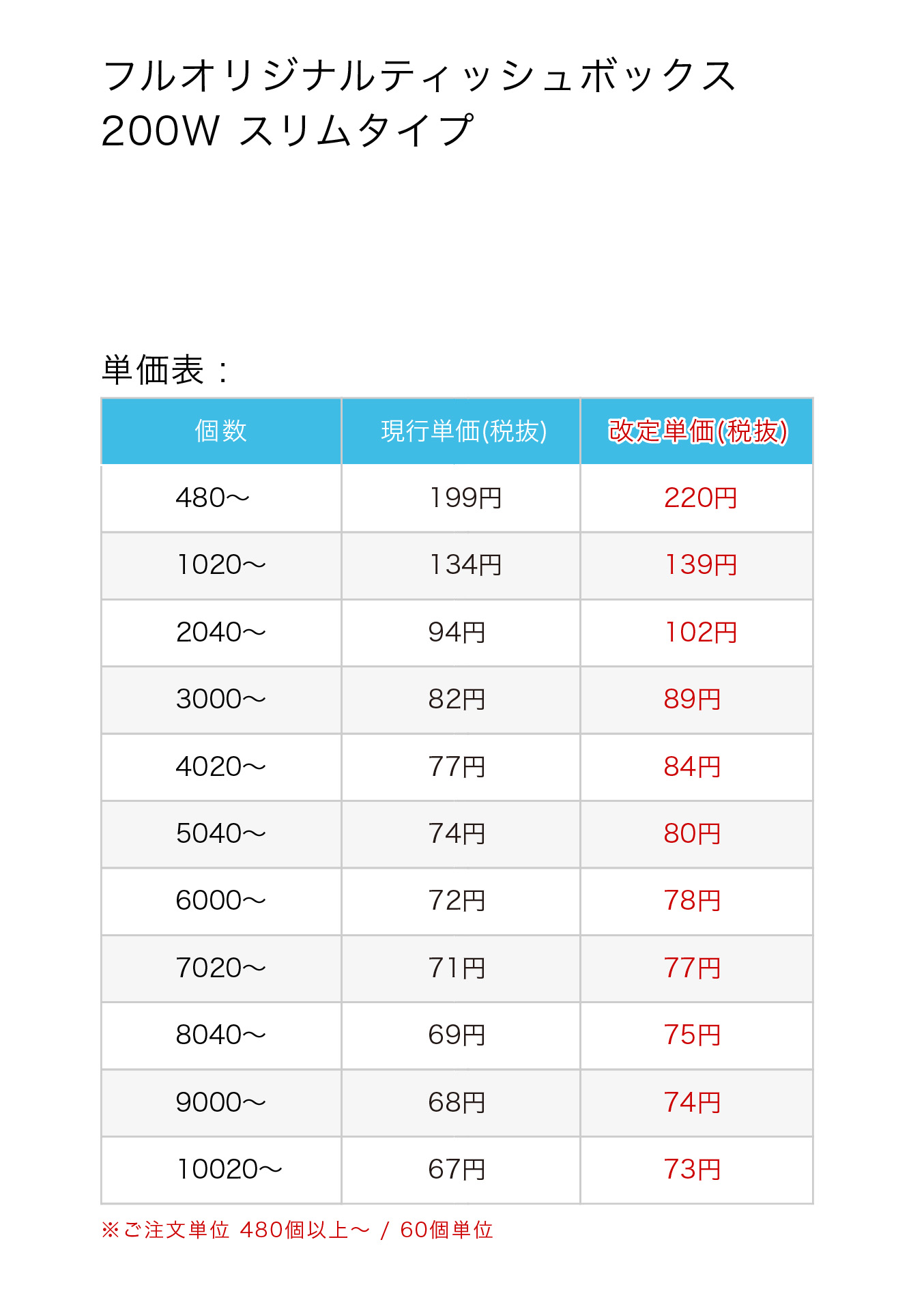 フルオリジナルティッシュボックス200W スリムタイプ